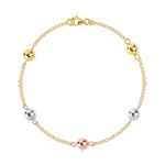 Bracelet 3 ors 750 boules 19,5 cm - vue 1