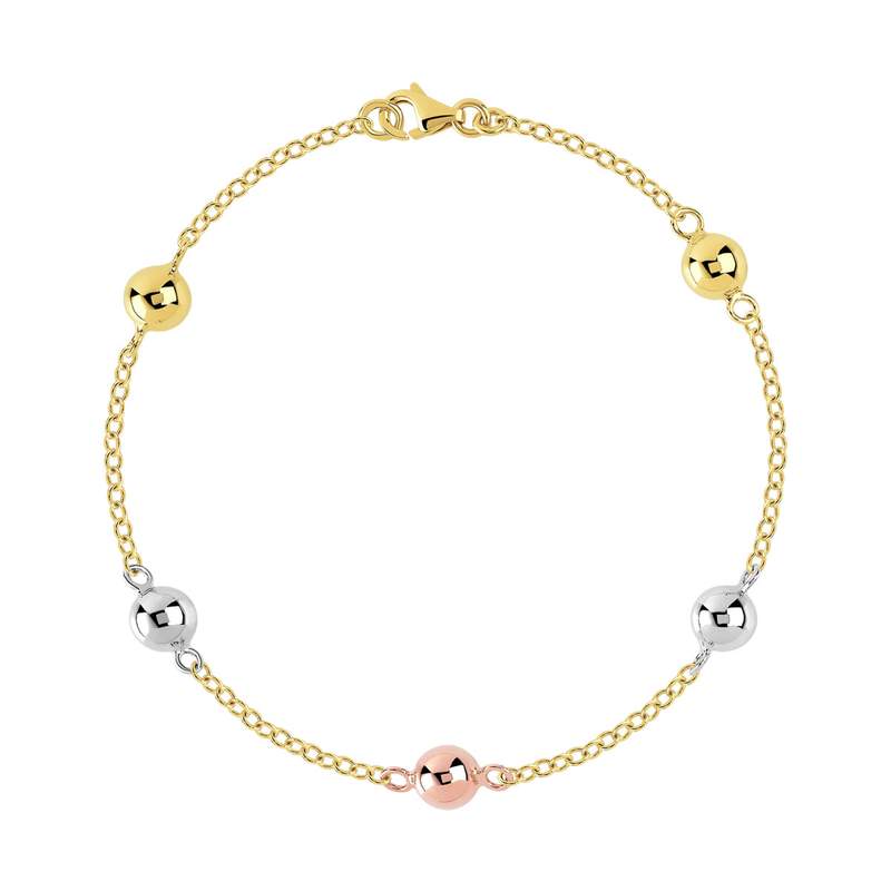 Bracelet 3 ors 750 boules 19,5 cm - vue 1