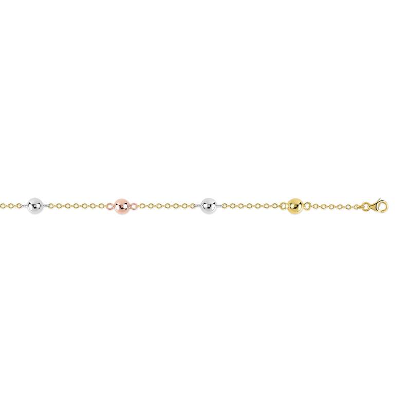 Bracelet 3 ors 750 boules 19,5 cm - vue D1