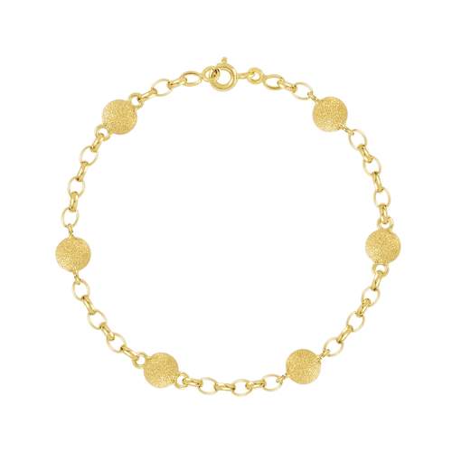 Bracelet or 750 jaune maille boules granitées 18,5 cm