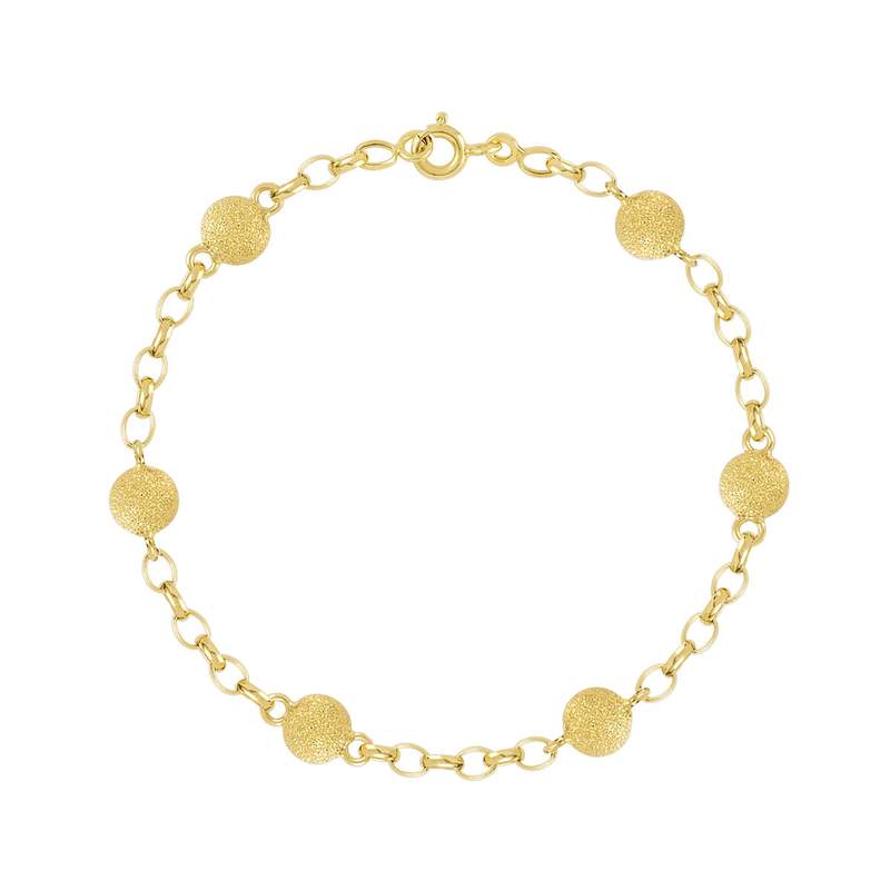 Bracelet or 750 jaune maille boules granitées 18,5 cm - vue 1