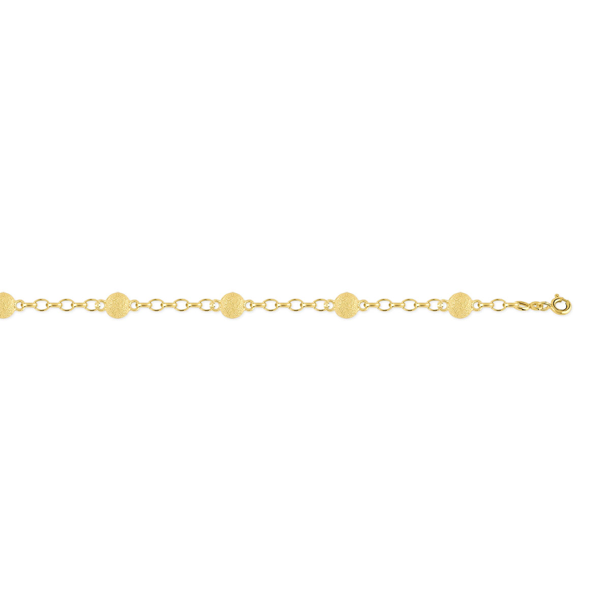 Bracelet or 750 jaune maille boules granitées 18,5 cm - vue D1