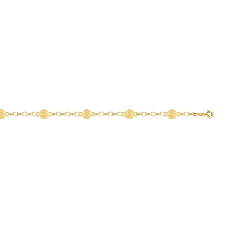 Bracelet or 750 jaune maille boules granitées 18,5 cm - vue D1