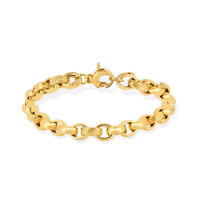 Bracelet or 750 jaune mailles ovales alternées 18 cm - vue 1
