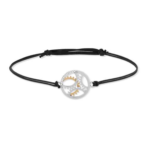 Bracelet Vesontio 2 ors cordon noir diamants