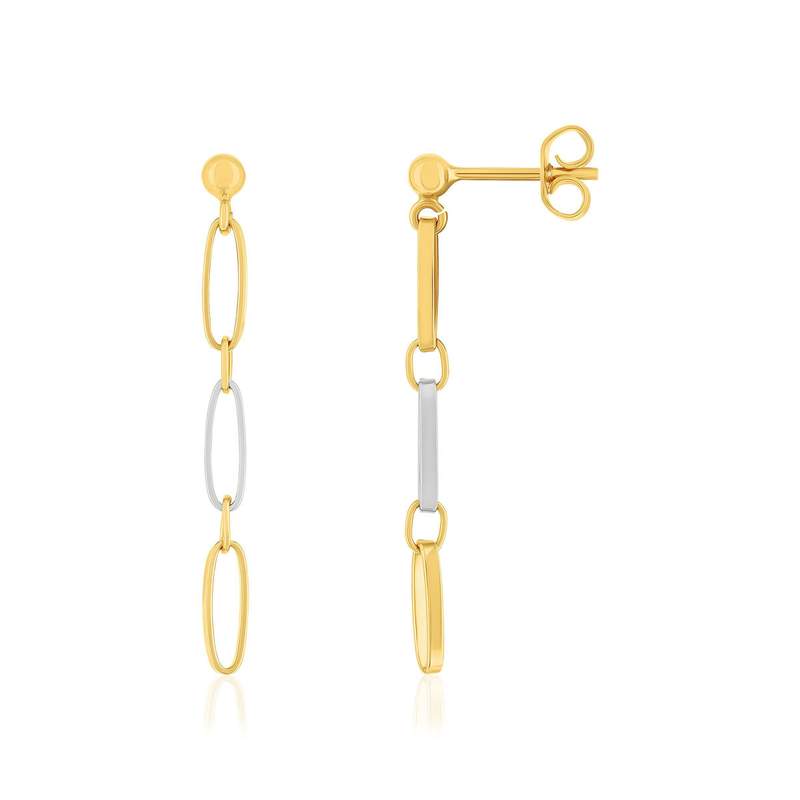 Boucles d'oreilles or 750 2 tons pendants - vue 1