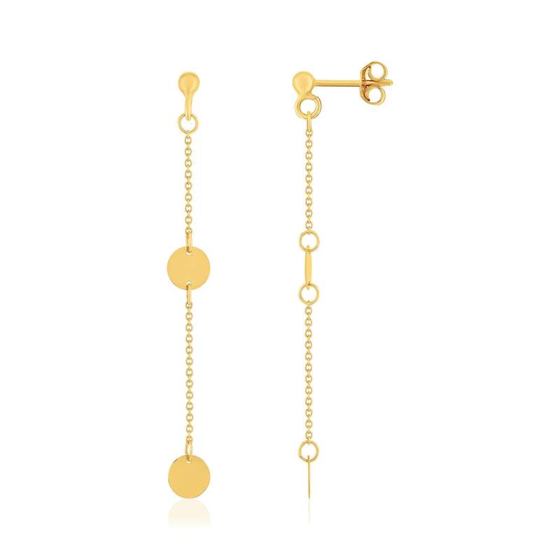 Boucles d'oreilles or 750 jaune pendants - vue 1