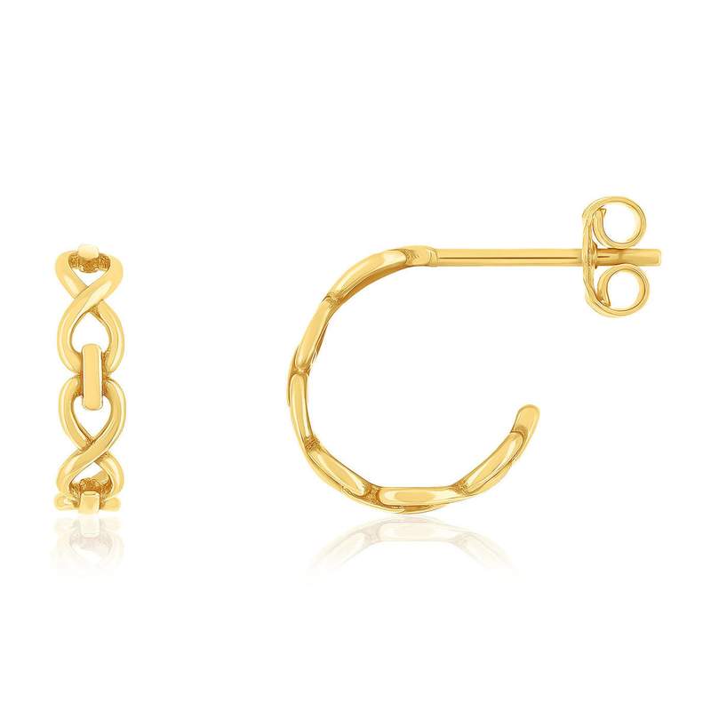 Boucles d'oreilles demi créoles or 750 jaune - vue 1