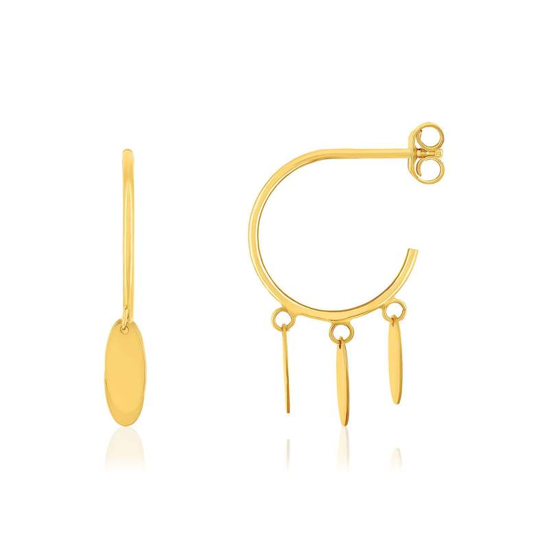 Boucles d'oreilles demi créoles or 750 jaune pampilles - vue 1