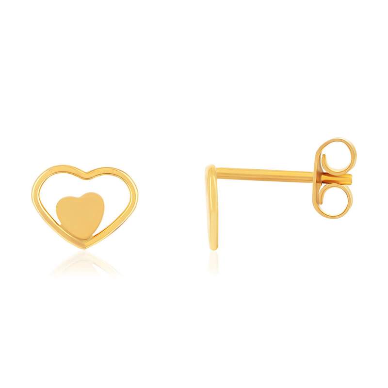 Boucles d'oreilles or 750 jaune coeurs - vue 1