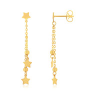 Boucles d'oreilles or 750 jaune pendants étoiles