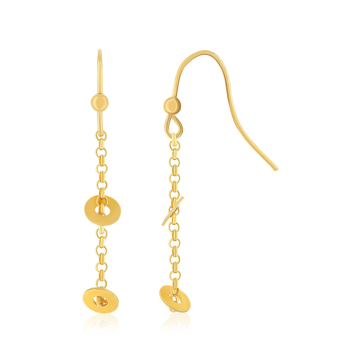 Boucles d'oreilles or 750 jaune pendants