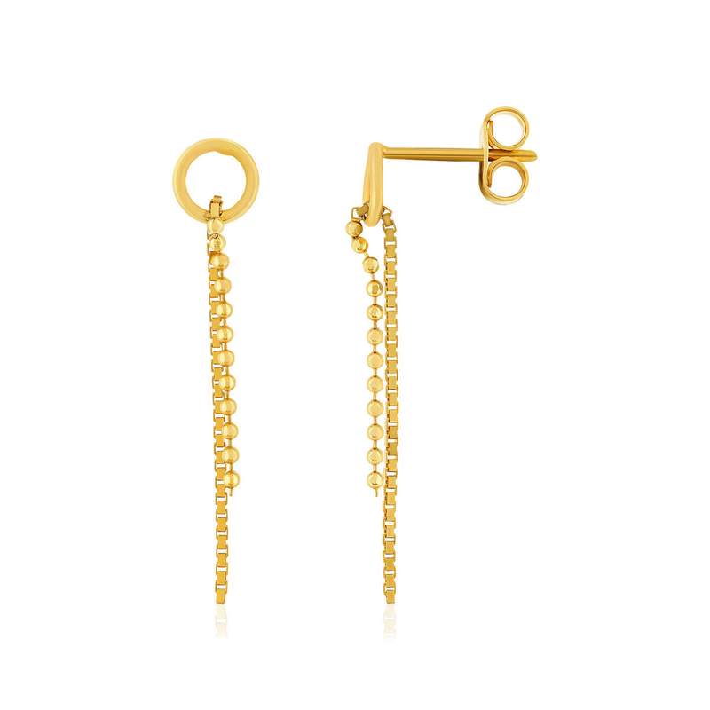 Boucles d'oreilles or 750 jaune pendants - vue 1