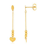 Boucles d'oreilles or 750 jaune pendants coeurs - vue 1