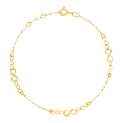 Bracelet or 750 jaune motif infini 19cm