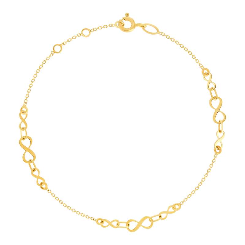 Bracelet or 750 jaune motif infini 19cm - vue 1