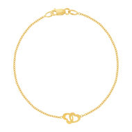 Bracelet or 750 jaune motif coeur 18cm