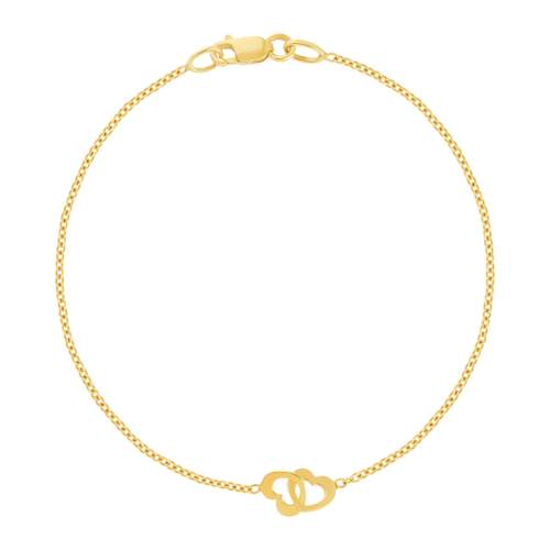 Bracelet or 750 jaune motif coeur 18cm