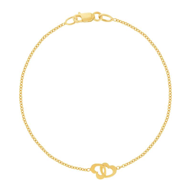 Bracelet or 750 jaune motif coeur 18cm - vue 1