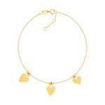 Bracelet or 750 jaune motif coeur 19cm - vue 1