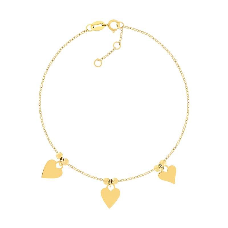 Bracelet or 750 jaune motif coeur 19cm - vue 1
