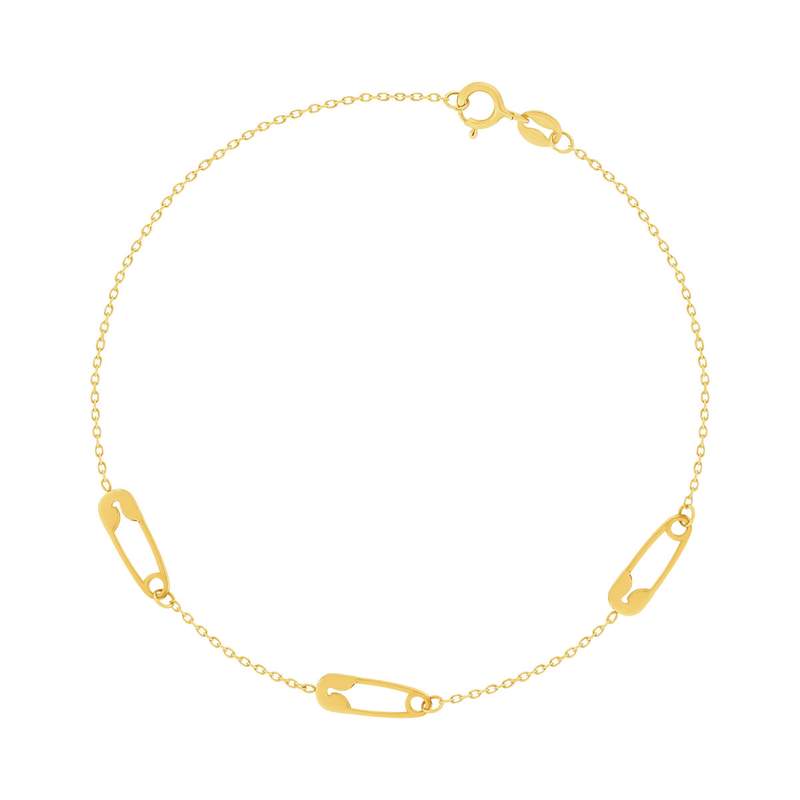 Bracelet or 750 jaune motif épingles 18cm - vue 1