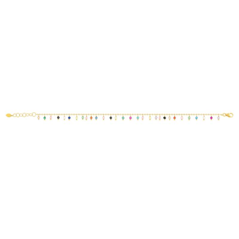 Bracelet or 375 jaune pierres synthétiques multicolores 19cm - vue 2