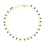 Bracelet or 375 jaune pierres synthétiques noires 19cm - vue 1