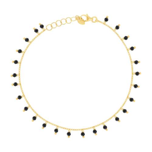 375 geelgouden armband met zwarte synthetische stenen 19cm