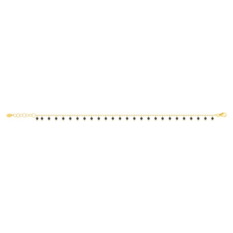 Bracelet or 375 jaune pierres synthétiques noires 19cm - vue 2