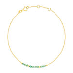 Bracelet or 375 jaune pierres synthétiques vertes 19cm - vue 1