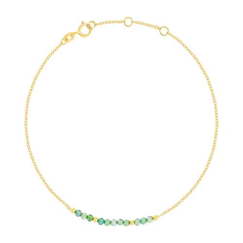 Bracelet or 375 jaune pierres synthétiques vertes 19cm