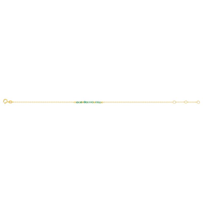 Bracelet or 375 jaune pierres synthétiques vertes 19cm - vue 2