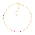 Bracelet or 375 jaune pierres synthétiques roses 19cm - vue 1