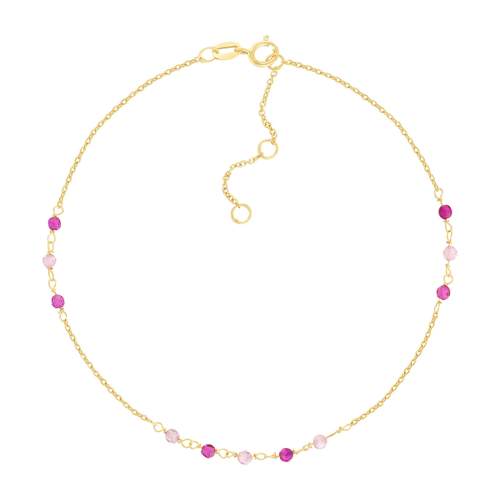 Gold bracelet 375 yellow synthetic pink stones 19cm