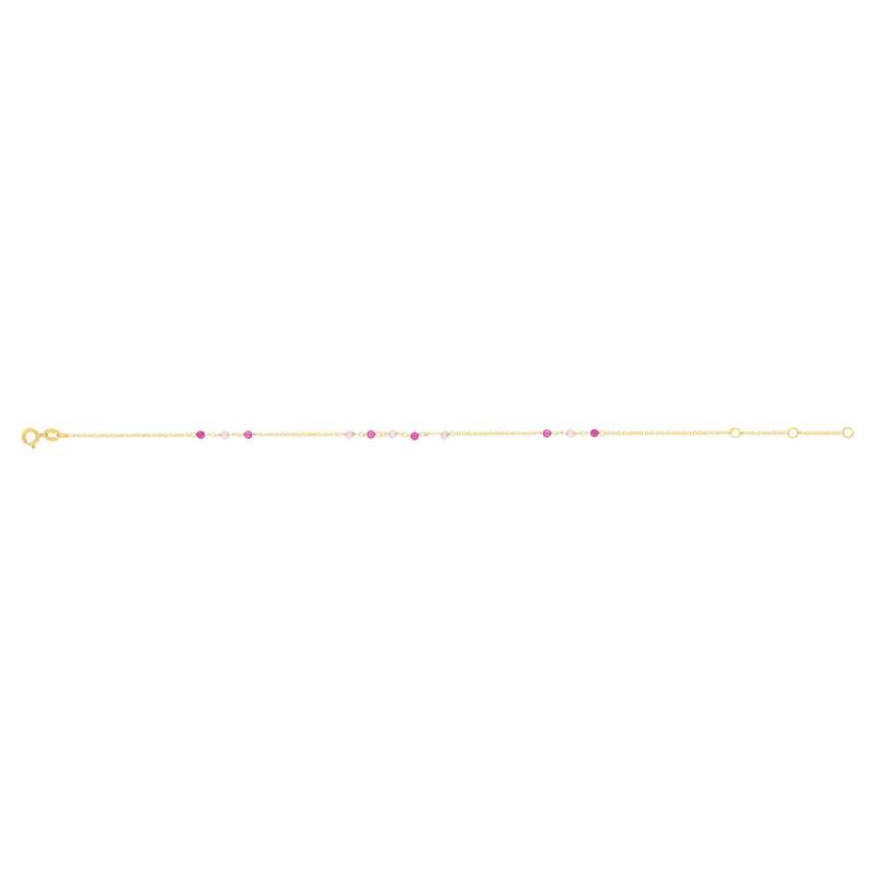 Bracelet or 375 jaune pierres synthétiques roses 19cm - vue 2