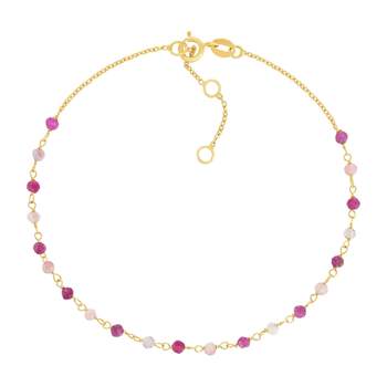 Gouden armband 375 gele synthetische paarse stenen 19cm