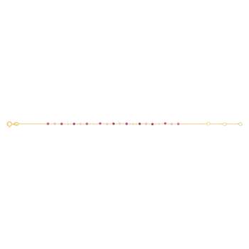 Gouden armband 375 gele synthetische paarse stenen 19cm