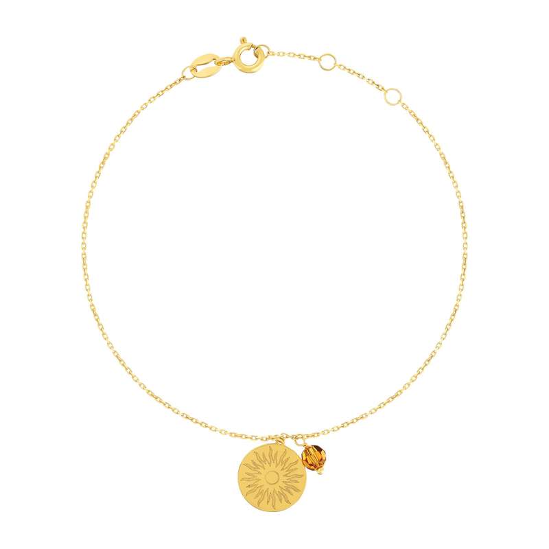 Armband van 375 geelgoud met gele synthetische stenen, 19 cm - afbeelding 1