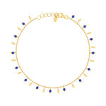 Bracelet or 375 jaune pierres synthétiques bleues 19cm - vue 1