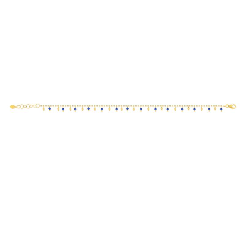 Bracelet or 375 jaune pierres synthétiques bleues 19cm - vue 2