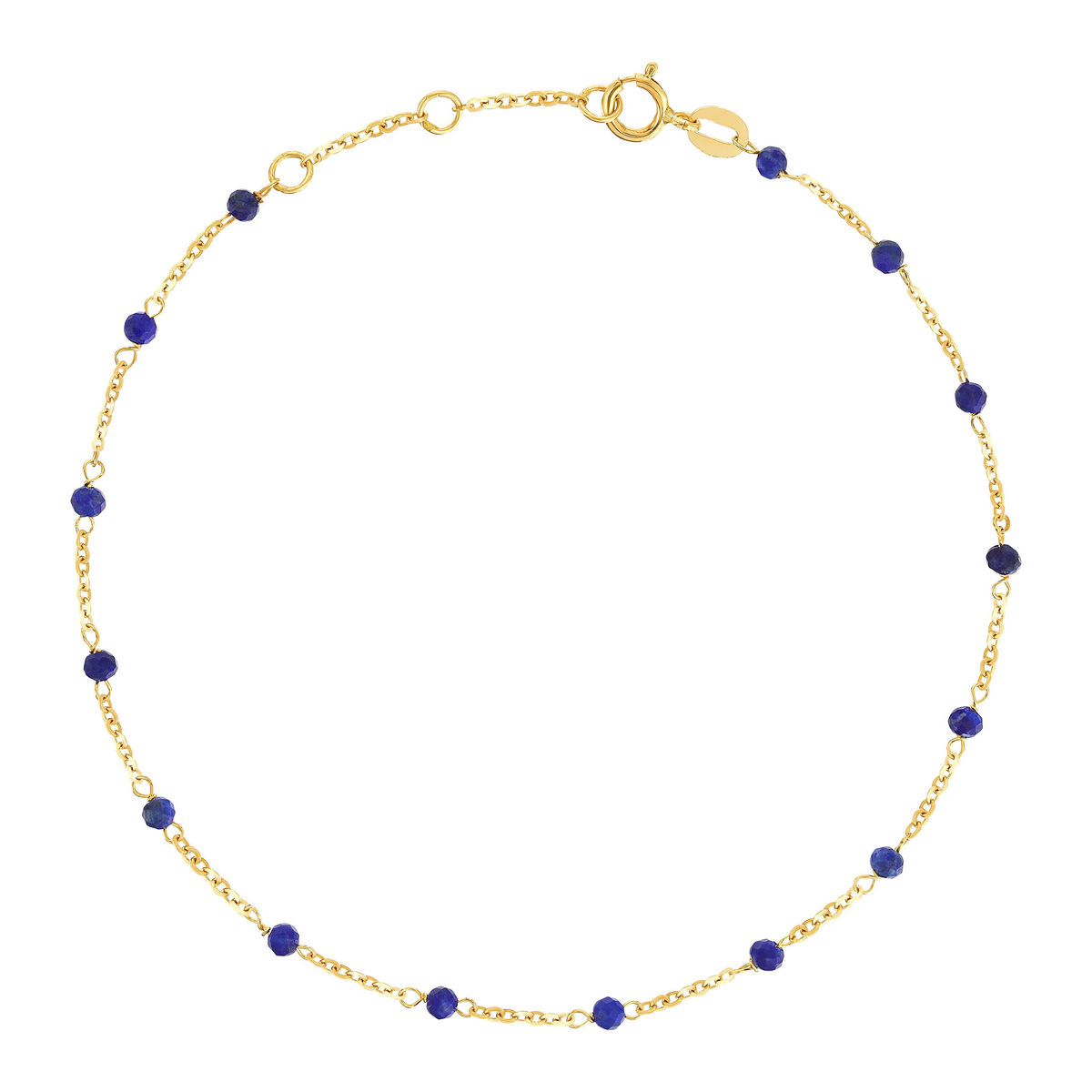 Bracelet or 375 jaune pierres synthétiques bleues 19cm