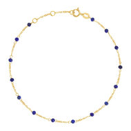 Bracelet or 375 jaune pierres synthétiques bleues 19cm