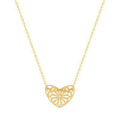 Collier or 750 jaune motif coeur 45cm