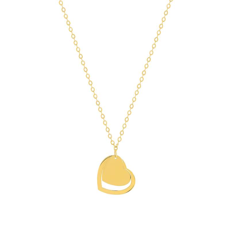 Collier or 750 jaune motif coeur 45cm - vue 1