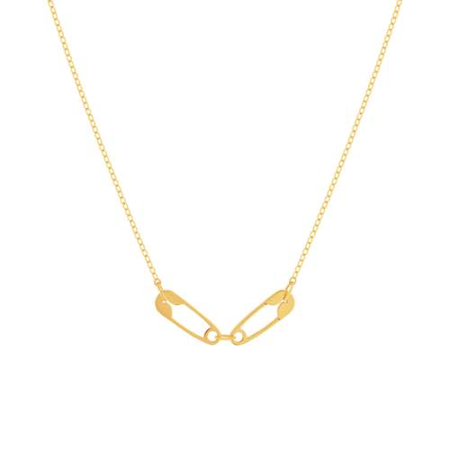 Collier or 750 jaune motif épingles 45cm