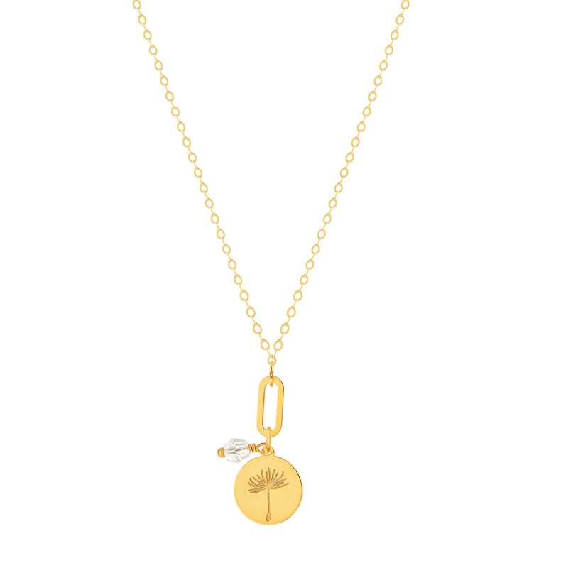 14K yellow gold necklace with white synthetic stones, 45 cm - view 1