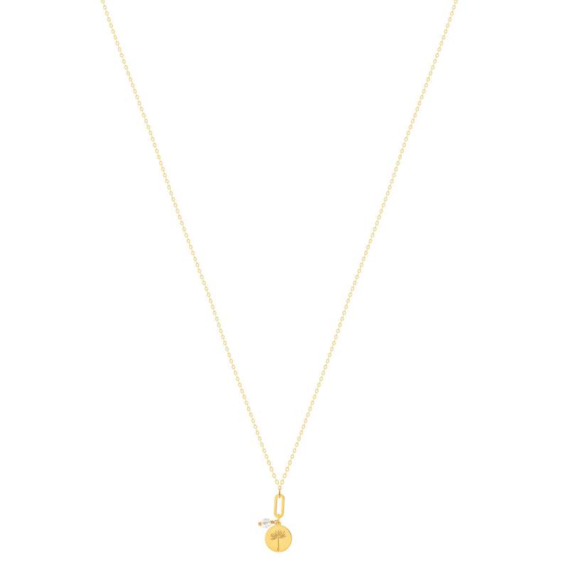 Necklace gold 375 yellow white synthetic stones 45cm - view 2