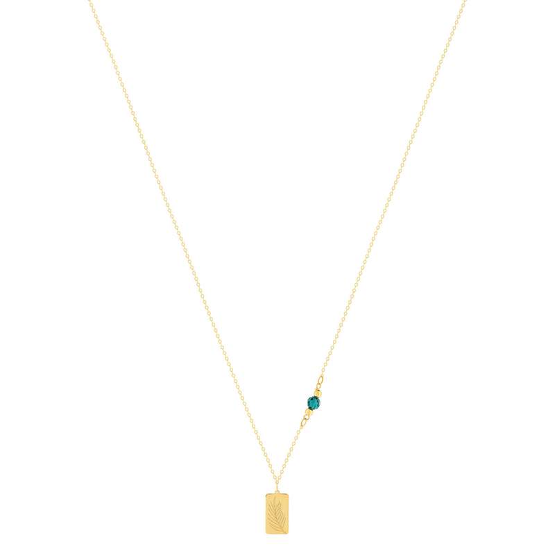 Collier or 375 jaune pierres synthétiques vertes 45cm - vue 2