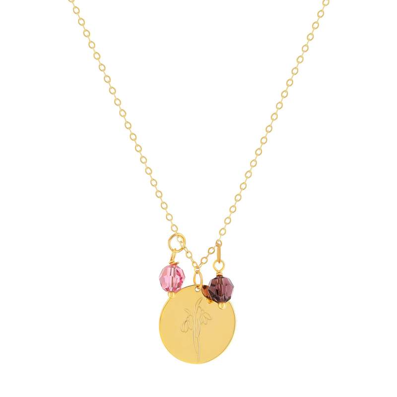 Collier or 375 jaune pierres synthétiques violettes 45cm - vue 1